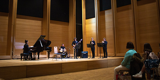 musicians in concert hall