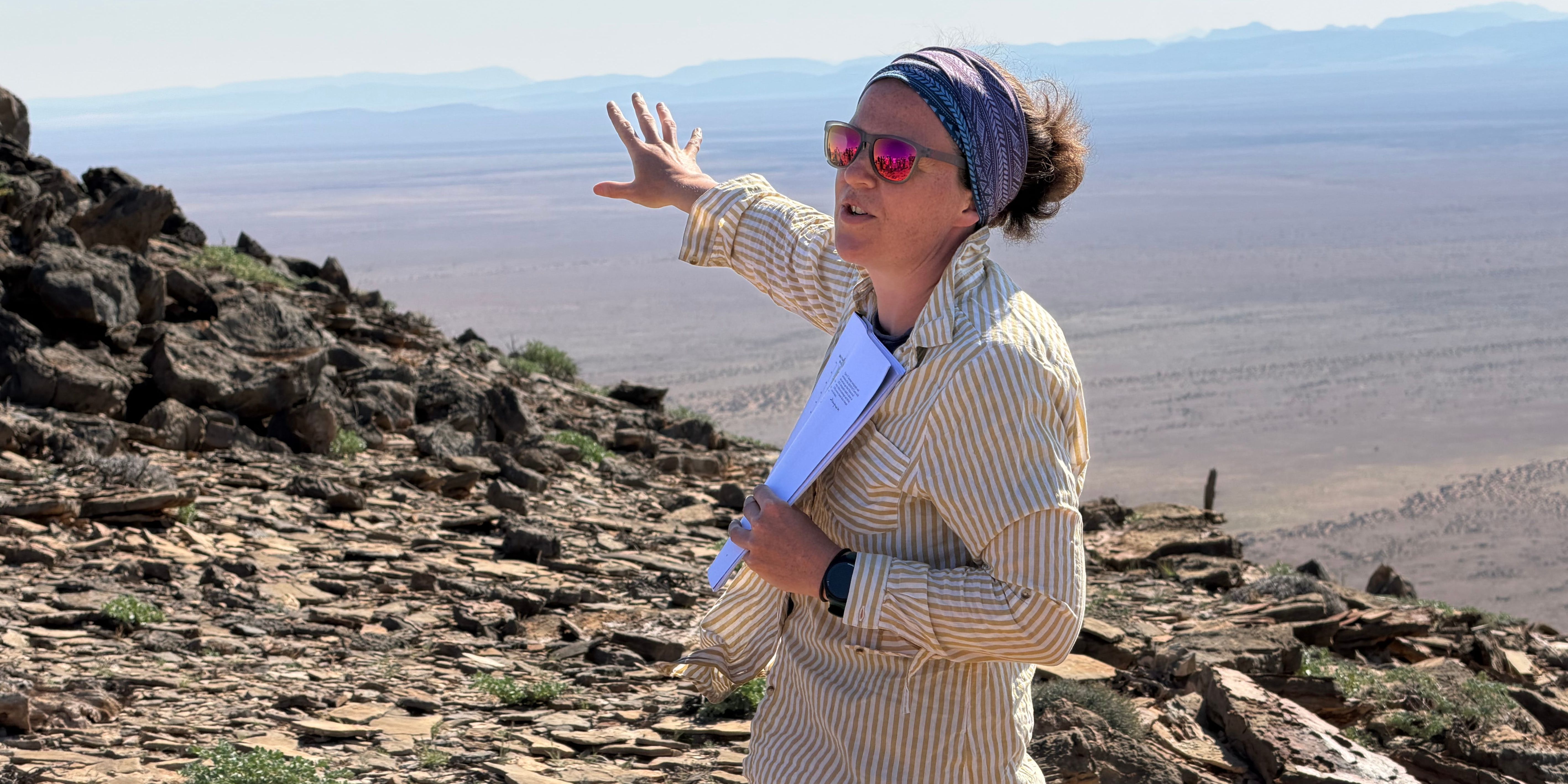 Geologist Catherine Rose, pictured in a remote area of Namibia in 2026 Geologist Catherine Rose, pictured in a remote area of Namibia in 2026