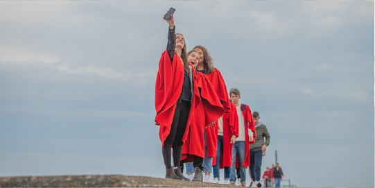 students on pier