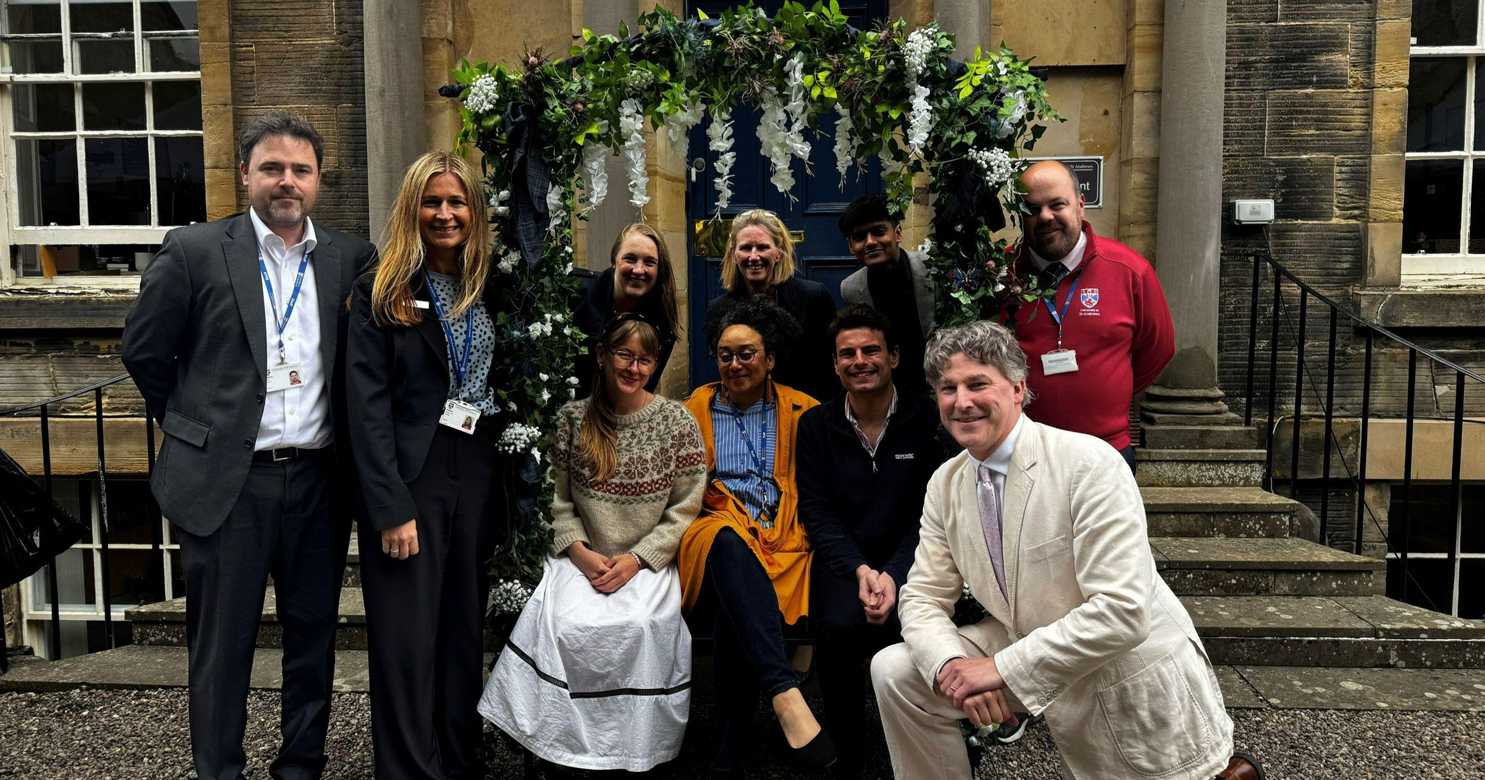 a team photo showing Development staff from the University of St Andrews outside the office building a team photo showing Development staff from the University of St Andrews outside the office building