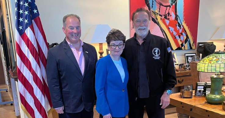 Tim Allan, Sally Mapstone and Arnold Schwarzenegger Tim Allan, Sally Mapstone and Arnold Schwarzenegger